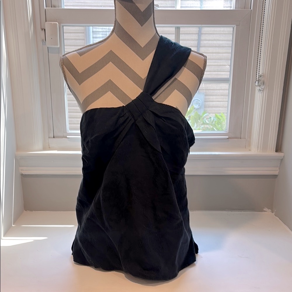 Veronica Beard Navy Blue One-Shoulder Top
